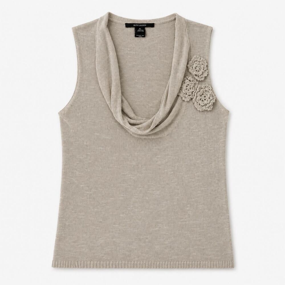 89th & Madison sleeveless knit top in a soft cream/oatmeal color.